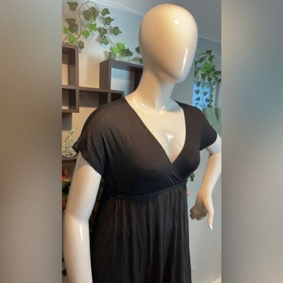 Surplice Jersey Empire Line Black V-Neck Mini Dress Size M RefJ004 - Picture 5 of 11